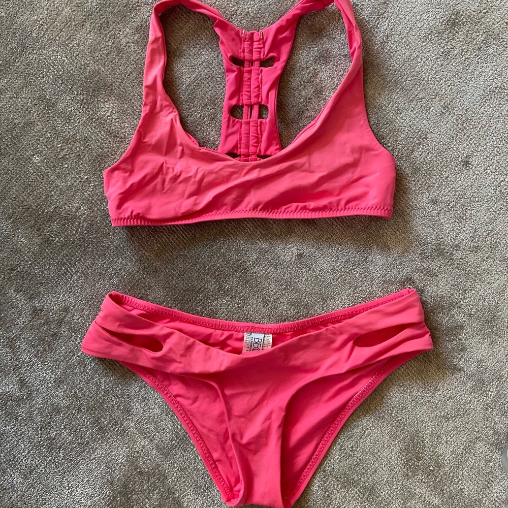 BECCA cut out pink bikini